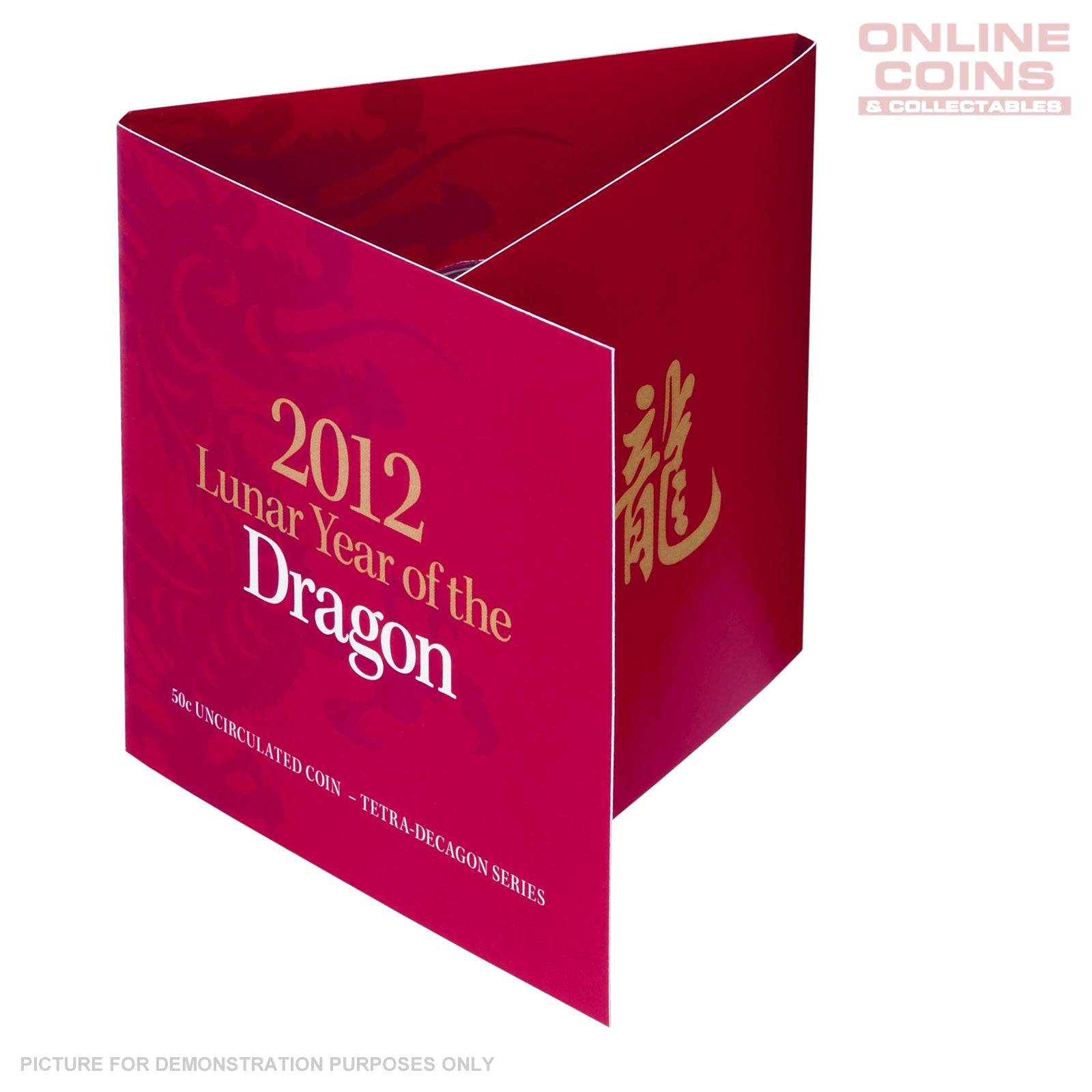 2012 Royal Australian Mint - Lunar Year of the Dragon - Uncirculated Tetra-Decagon 50c Carded Coin